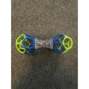 Oball Easy Grasp Blue And Green Baby Rattle Toy   5.75"